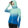 thumbnail image 1 of Htigea Women's UPF 50+ Sun Hoodie with Face Mask Long Sleeve UV Protection Tops Lightweight Breathable Workout Shirt with Pocket & Thumb Hole E Multicolor L, 1 of 7