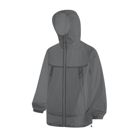 Htigea Women's UPF 50+ Sun Protection Hoodies Lightweight Waterproof Rain Jackets Full Zip Long Sleeve Outdoor Cycling Coat Dark Gray XXL