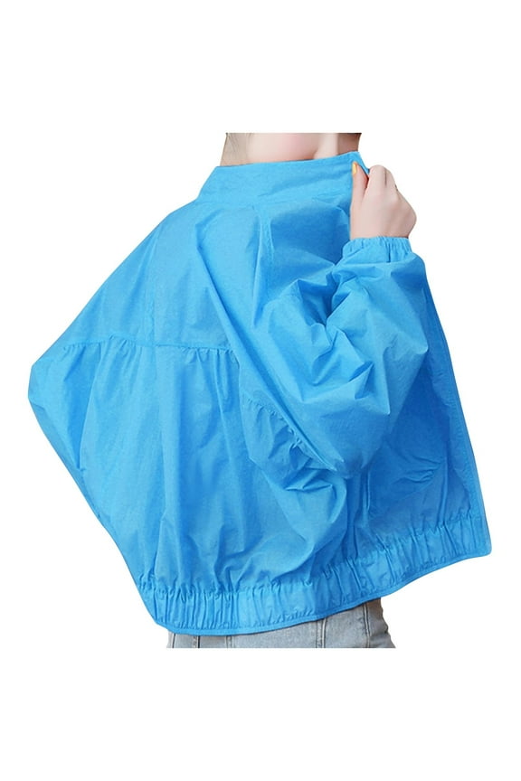 Women's UPF 50+ Sun Protection Jackets Summer Lightweight Long Sleeve Athletic Workout Coats with Pocket Blue XXXXL