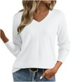 thumbnail image 1 of Htigea Women's V Neck Sweaters Casual Knit Pullover Sweater Lightweight Fall Everyday Tops for Women White XXL, 1 of 9