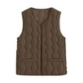 thumbnail image 1 of Htigea Women's Warm Quilted Vest Lightweight Zip Up Sleeveless Jackets Side Stretchy Short Gilet with Pockets Coffee XXL, 1 of 5