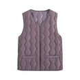 thumbnail image 1 of Htigea Women's Warm Quilted Vest Lightweight Zip Up Sleeveless Jackets Side Stretchy Short Gilet with Pockets Purple XXXXXL, 1 of 4