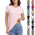 thumbnail image 1 of Htigea Womens Basic T Shirts Summer Tops 2025 Short Sleeve Slim Fit Tee Cute Gym Workout Clothes Gray,S, 1 of 4
