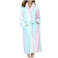 thumbnail image 1 of Htigea Womens Bathrobe Ladies Fleece Plush Warm Shower Robes Soft Comfy Nightgown Sleepwear with Pockets Multicolor,M, 1 of 3
