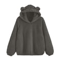 thumbnail image 1 of Htigea Womens Bear Ears Hoodies Sherpa Fleece Hooded Sweatshirts Oversized Long Sleeve Pullover Tops Dark Gray S, 1 of 8