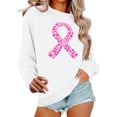 thumbnail image 1 of Htigea Womens Breast Cancer Awareness Sweatshirts Pink Ribbon Long Sleeve Pullover Casual Crewneck Tops Ladies Gift Clothes White XS, 1 of 4