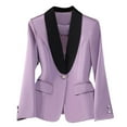 thumbnail image 1 of Htigea Womens Business Long Sleeve Blazers Plus Size Slim Suit Jackets Patchwork Work Outfit Purple,XL, 1 of 6