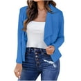 thumbnail image 1 of Htigea Womens Business Short Blazers Dressy Cropped Open Front Cardigans Jackets Slim Fit Outfits Blue,L, 1 of 5