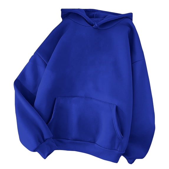 Htigea Womens Classic Sweatshirts Long Sleeve Hoodies | Oversized Pullover, Solid Color, Loose Casual, Fall Winter Tops, Pocket Blue M