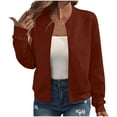 thumbnail image 1 of Htigea Womens Coats Full Zip Up Open Front Jackets Solid Color Basic Tops Brown,L, 1 of 8