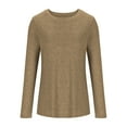 thumbnail image 1 of Htigea Womens Crew Neck Long Sleeve Shirts Casual Cozy Pullover Top Solid Fall Basic Tee Coffee L, 1 of 8