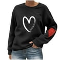 thumbnail image 1 of Htigea Womens Crewneck Pullover Tops Heart Graphic Sweatshirts Thin Fleece Long Sleeve Sweatshirt Black L, 1 of 5