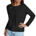 thumbnail image 1 of Htigea Womens Crewneck Sweatshirts Casual Long Sleeve Pullover Loose Tunic Tops Solid Color Fall Base Layer Shirts Black S, 1 of 6