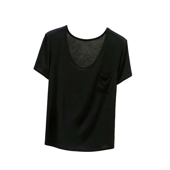 Htigea Womens Crewneck T Shirts Summer Short Sleeve Tops Soft Comfortable Casual Basic Tees Black XXXL