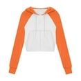 thumbnail image 1 of Htigea Womens Cropped Hoodies Full Zip Hooded Sweatshirts Thin Fleece Long Sleeve Sport Jackets with Pockets Orange XL, 1 of 8