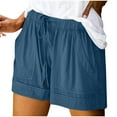 thumbnail image 1 of Htigea Womens Everyday Shorts with Pockets Drawstring Elastic Waist Sleep Bottoms Summer Soft Comfy Home Short Pants Dark Blue XXXL, 1 of 6