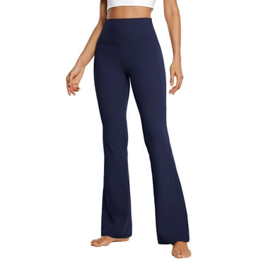 Htigea Womens Flare Pants Elastic High Waisted Bootcut Leggings Tummy Control Workout Bottoms no Pocket Bell Trousers Today Deals Clearance Items Navy,S