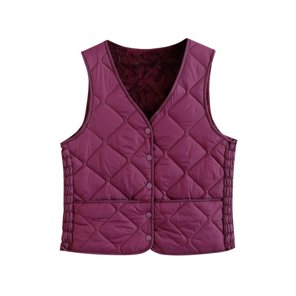 Htigea Womens Fleece Lined Vest Sleeveless Quilted Jackets Lightweight Winter Warm Vests with Pockets Hot Pink M