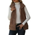 thumbnail image 1 of Htigea Womens Fleece Sherpa Vest Sleeveless Zip Up Vests Fall Solid Color Casual Jacket with Pockets Coffee S, 1 of 8