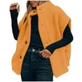 thumbnail image 1 of Htigea Womens Fleece Vest Casual Sleeveless Jackets Sherpa Button Down Stand Collar Coats with Pockets Orange L, 1 of 9