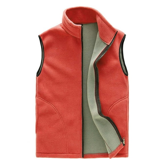 Htigea Womens Fleece Vest Sherpa Zip Up Stand Collar Sleeveless Jacket Winter Fall Warm Outerwear with Pockets Watermelon Red XXXL