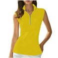thumbnail image 1 of Htigea Womens Golf Tank Tops Sleeveless Sport Shirts for Women V Neck Zip Collar Athletic Workout Tennis Tanks Summer Top Yellow,XL, 1 of 6
