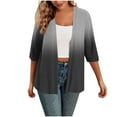 thumbnail image 1 of Htigea Womens Gradient Color Cardigan Casual Open Front 3/4 Sleeve Cardigans Tops Soft Drape Blouses Black,XXL, 1 of 4