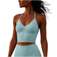 thumbnail image 1 of Htigea Womens Halter Tank Top with Built in Bra Sleeveless Spaghetti Straps Camisole Gym Yoga Workout Tees Army Green S, 1 of 6