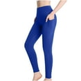 thumbnail image 1 of Qgtaibl Womens High Waist Yoga Leggings with Pockets Tummy Control Workout Running Pants Thin Fleece Lined Warm Pant (Blue,S), 1 of 9