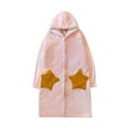 thumbnail image 1 of Htigea Womens Hooded Nightgown Flannel Housecoat Button Down Bathrobe Cute Star Graphic Pocket Sleepwear Robe Pink,XL, 1 of 3