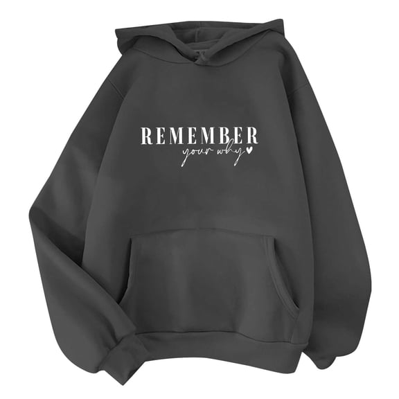 Htigea Womens Hooded Sweatshirts Oversized Letter Print Hoodies with Pocket | Casual Trendy, Loose Fit, Fall Winter Pullover, Thin Fleece Lining Tops Gray S