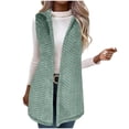thumbnail image 1 of Htigea Womens Hooded Vest Casual Sleeveless Open Front Coats Fleece Cardigan Fall Home Everyday Vests Green XXL, 1 of 8