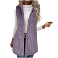 thumbnail image 1 of Htigea Womens Hooded Vest Casual Sleeveless Open Front Coats Fleece Cardigan Fall Home Everyday Vests Purple XXL, 1 of 8