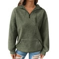 thumbnail image 1 of Htigea Womens Hoodies 1/4 Zip Pullover Sweatshirts Waffle Long Sleeve Tops with Pockets Army Green S, 1 of 9