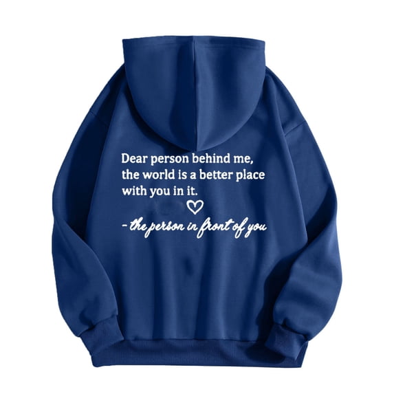Htigea Womens Kangaroo Pocket Sweatshirts Oversized Drawstring Hooded Pullover Trendy Graphic Long Sleeve Hoodies Fall Winter Clothes Navy S