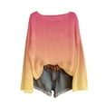 thumbnail image 1 of Htigea Womens Knit Sweater Top Crewneck Long Sleeve Gradient Color T-Shirts Casual Loose Fit Sweaters Fall Winter Clothes Hot Pink S, 1 of 3