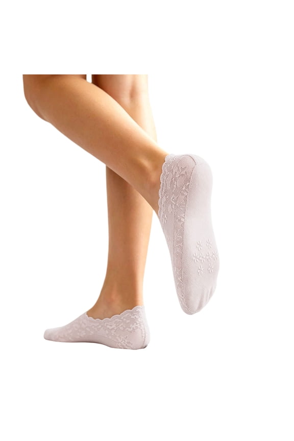 Womens Lace No Show Socks Low Cut Non Slip Invisible Socks for Flats Breathable Summer Thin Socks Pink Free Size