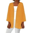 thumbnail image 1 of Htigea Womens Long Sleeve Cardigan Solid Color Open Front Cardigans Blouses Lightweight Cover Ups Tops 01#Yellow,L, 1 of 5