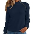 thumbnail image 1 of Htigea Womens Long Sleeve Tops Side Zip Up Mock Neck Sweatshirts Casual Loose Fit Pullover Tops Navy M, 1 of 5