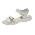 thumbnail image 1 of Htigea Womens Open Toe Sandals Comfortable Ankle Strap Flat Sandal Summer Work Office Daily Shoes White 6.5, 1 of 9