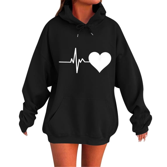 Htigea Womens Oversized Hoodies Drawstring Hooded Sweatshirts Fall Winter Long Sleeve Pullover Casual Tops 2026 Black XL