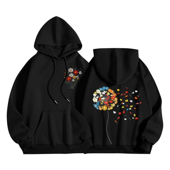 Htigea Womens Oversized Hoodies Fleece Long Sleeve Sweatshirts Cute Graphic Hooded Pullover Tops with Pockets Black 2XL