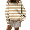 thumbnail image 1 of Htigea Womens Oversized Striped Sweatshirts Casual Loose Fit Pullover Y2k Tops Teen Girls Long Sleeve Sweatshirt for School Beige S, 1 of 5