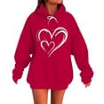 thumbnail image 1 of Htigea Womens Oversized Sweatshirts Baggy Long Sleeve Hoodies Fall Winter Outfits | Trendy Heart Graphic, Drawstring Hooded, Pocket, Preppy Casual Pullover Tops Red XXXL, 1 of 5