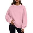 thumbnail image 1 of Htigea Womens Oversized Sweatshirts Crewneck Long Sleeve Tops Fleece Pullover Fall Fashion Clothes with Pockets Pink 2XL, 1 of 8