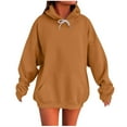 thumbnail image 1 of Htigea Womens Oversized Sweatshirts Drawstring Kangaroo Pocket Hoodies Fleece Hooded Long Sleeve Pullover Soft Cozy Winter Tops Brown S, 1 of 5