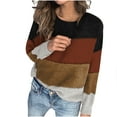 thumbnail image 1 of Htigea Womens Plus Size Sweaters Knit Long Sleeve Crewneck Tops Color Block Pullover Jumper Black 3XL, 1 of 7