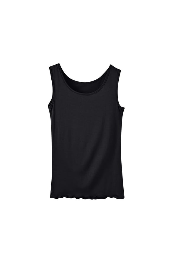 Womens Plus Size Tank Tops Casual Loose Camisole Sleeveless Crewneck Undershirts Basic Summer Tanks Soft Lounge Sleep Shirt Black XXXL