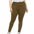 thumbnail image 1 of Htigea Womens Plus Size Yoga Pants Milk Silk Stretchy Tights High Waisted Tummy Control Leggings Solid Color Compression Lounge Bottoms ZA Brown,XXXXXL, 1 of 7
