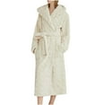 thumbnail image 1 of Htigea Womens Plush Hooded Robe Warm Flannel Shower Bathrobe Soft Comfy Home Loungewear Warm Winter Nightgown Sleepwear Beige,XXL, 1 of 6